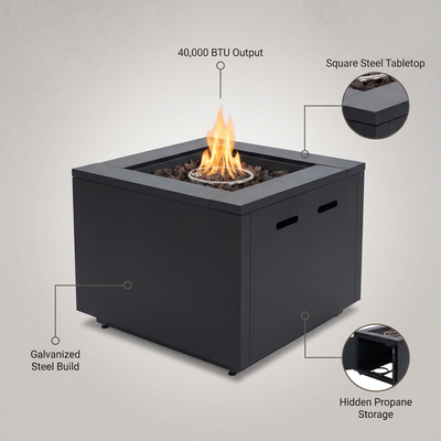 30 In. 40,000 BTU Black Steel Propane Outdoor Fire Pit