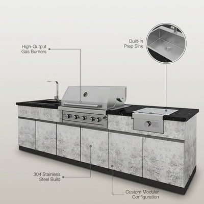 Custom Outdoor Backyard Kitchen 304 Stainless Steel Outdoor Island Kitchen with Sink and Gas Bbq Grill