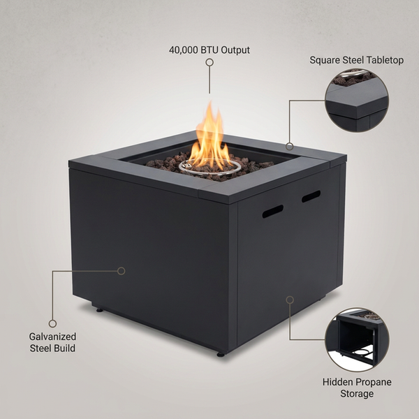 30 In. 40,000 BTU Black Steel Propane Outdoor Fire Pit — Lifestyle