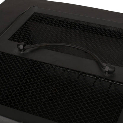 29 In. Dark Gray Square Wood Outdoor Fire Pit