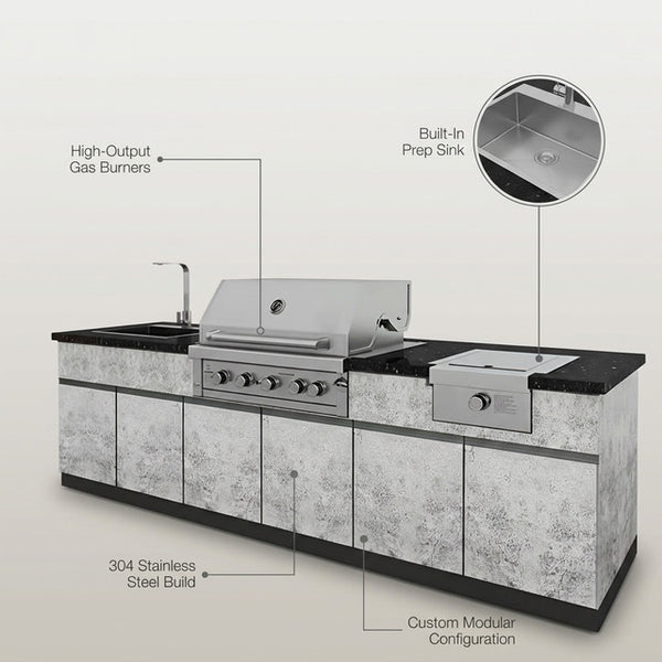 Custom Outdoor Backyard Kitchen 304 Stainless Steel Outdoor Island Kitchen with Sink and Gas Bbq Grill — Lifestyle