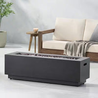 48 In. W X 15 In. H Square Iron Gas Burning Outdoor Fire Pit in Brown