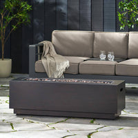 48 In. W X 15 In. H Square Iron Gas Burning Outdoor Fire Pit in Brown