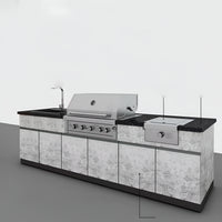 Custom Outdoor Backyard Kitchen 304 Stainless Steel Outdoor Island Kitchen with Sink and Gas Bbq Grill