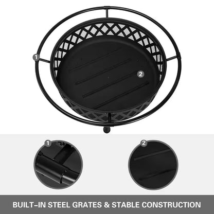 42 In. round Steel Outdoor Patio Wood Burning Fire Pit