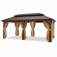 12×20 Hardtop Gazebo with Metal Roof, Heavy Duty Galvanized Steel Gazebo with Reinforced Aluminum Frame, Flame-Resistant Curtain — Studio Shot