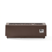 48 In. W X 15 In. H Square Iron Gas Burning Outdoor Fire Pit in Brown — Studio Shot