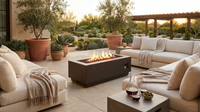 48 In. W X 15 In. H Square Iron Gas Burning Outdoor Fire Pit in Brown — Lifestyle